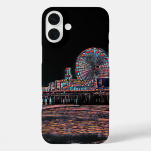 Schwarzer Hartglas Santa Monica Pier iPhone 16 Plus Hülle