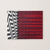 Schwarzer Häuschen-Rot-Raum Puzzle (Horizontal)