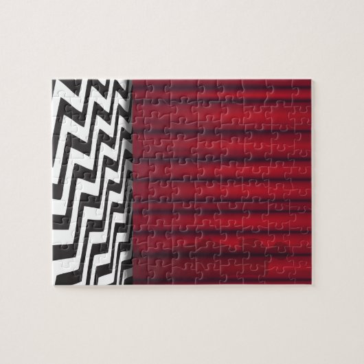 Schwarzer Häuschen-Rot-Raum Puzzle (Horizontal)