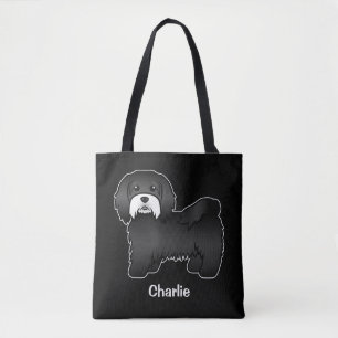 Schwarzer Havanese mit weißem Schnurrbart und indi Tasche