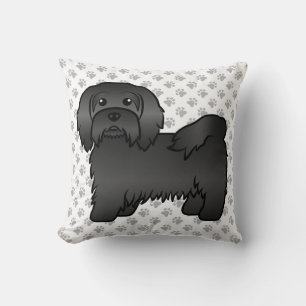Schwarzer Havanese Süßer Cartoon-Hund & Pfoten Kissen