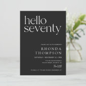 Schwarzer Hello Seventy Klassischer Einladung zum  (Stehend Vorderseite)