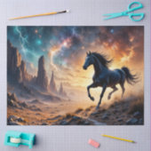 Schwarzer Hengst in der Wüste - Sterne Blitze Seidenpapier (Basteln)