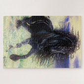 Schwarzer Hengst in Ozeanwellen, kartografiert Puzzle (Horizontal)