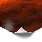 Schwarzer Hengst läuft durch orangen Nebel Poster (Ecke)