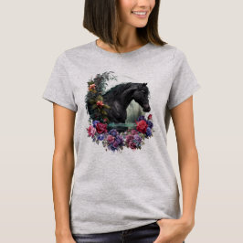 Schwarzer Hengst mit gotischen Blume Klassischer T T-Shirt