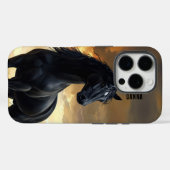Schwarzer Hengst personalisierter Name Case-Mate iPhone Hülle (Rückseite (Horizontal))