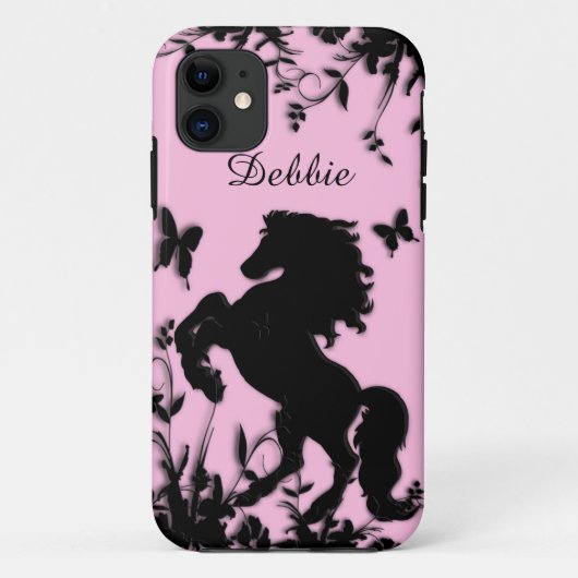 Schwarzer Hengst / Personalisiertes Pferd Case-Mate iPhone Hülle (Rückseite)