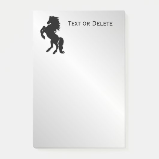 Schwarzer Hengst / Pferd auf Silber züchten Post-it Klebezettel (Vorderseite)
