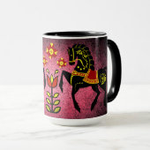 Schwarzer Hengst/Rosa aus Frisisch Tasse (VorderseiteRechts)