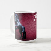 Schwarzer Hengst/schwarze Schönheit, pink Kaffeetasse (Vorderseite Links)