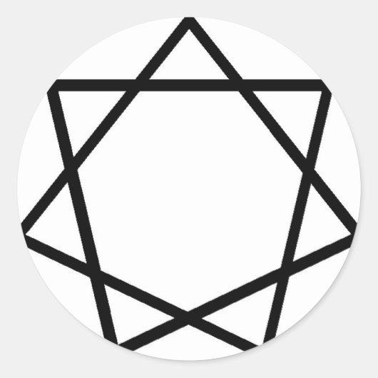 Schwarzer Heptagram Runder Aufkleber (Vorderseite)