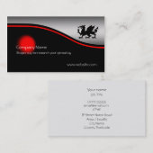 Schwarzer heraldischer Drache, rote Stelle, Visitenkarte (Vorne/Hinten)