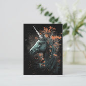 Schwarzer Herbst Unicorn Postkarte (Stehend Vorderseite)