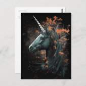 Schwarzer Herbst Unicorn Postkarte (Vorne/Hinten)