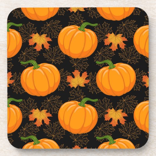 Schwarzer Herbstpumpen | Pumpkin Cork Untersetzer (Vorderseite)