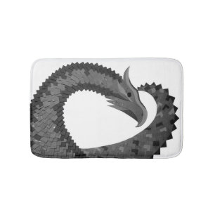 Schwarzer Herzdrache in Weiß Badematte