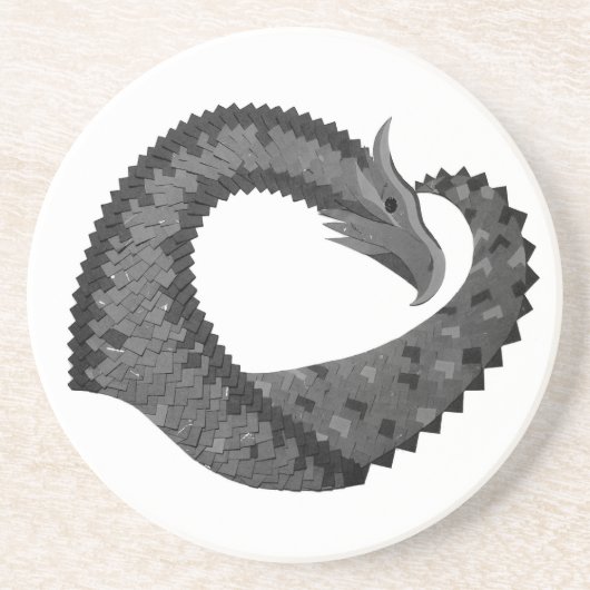 Schwarzer Herzdrache in Weiß Getränkeuntersetzer (Vorne)