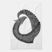 Schwarzer Herzdrache in Weiß Handtuch (Vertikal)