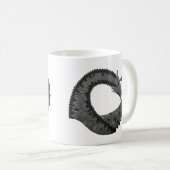 Schwarzer Herzdrache in Weiß Kaffeetasse (VorderseiteRechts)