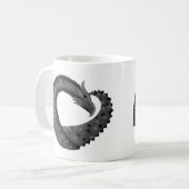 Schwarzer Herzdrache in Weiß Kaffeetasse (Vorderseite Links)