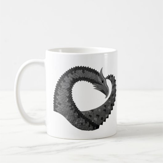 Schwarzer Herzdrache in Weiß Kaffeetasse (Links)