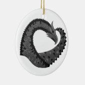 Schwarzer Herzdrache in Weiß Keramik Ornament (Rechts)