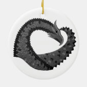 Schwarzer Herzdrache in Weiß Keramik Ornament (Hinten)