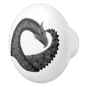 Schwarzer Herzdrache in Weiß Keramikknauf (Rechts)