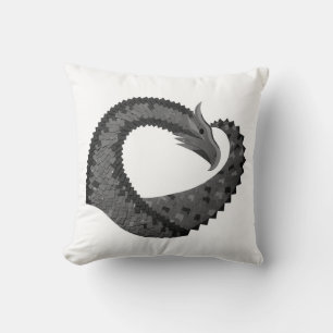 Schwarzer Herzdrache in Weiß Kissen