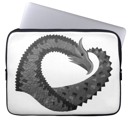 Schwarzer Herzdrache in Weiß Laptopschutzhülle (Vorderseite)
