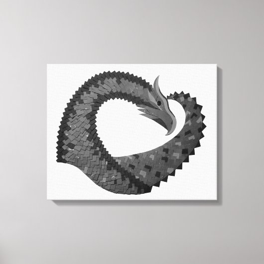 Schwarzer Herzdrache in Weiß Leinwanddruck (Vorderseite)