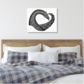 Schwarzer Herzdrache in Weiß Leinwanddruck (Insitu (Schlafzimmer))
