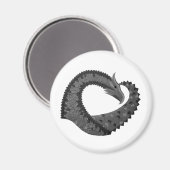 Schwarzer Herzdrache in Weiß Magnet (Vorderseite/Rückseite)