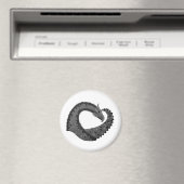 Schwarzer Herzdrache in Weiß Magnet (In Situ (Geschirrspüler))
