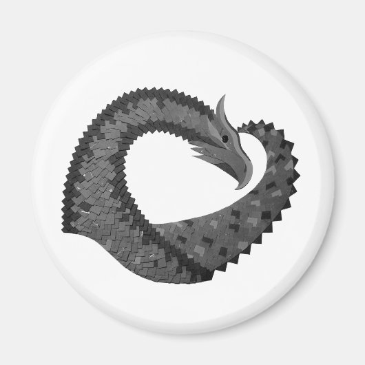 Schwarzer Herzdrache in Weiß Magnet (Vorne)
