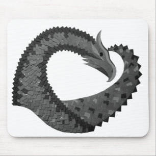 Schwarzer Herzdrache in Weiß Mousepad