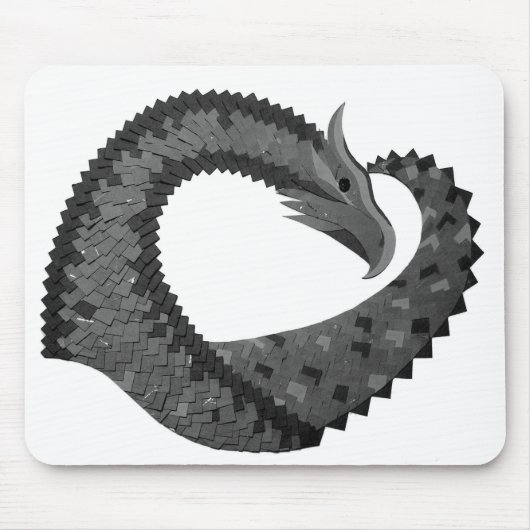 Schwarzer Herzdrache in Weiß Mousepad (Vorne)