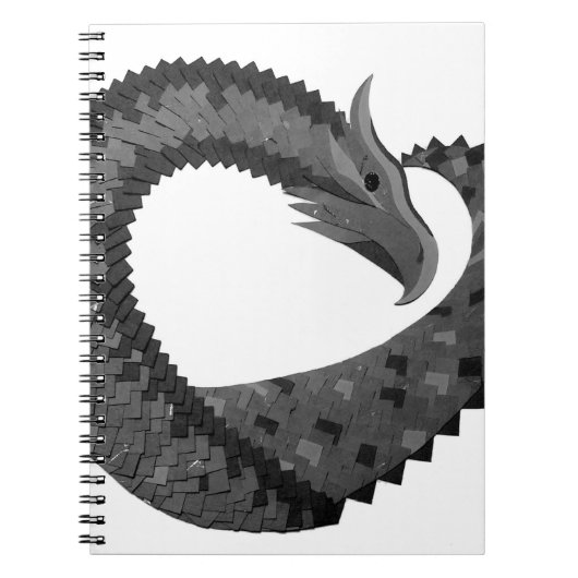 Schwarzer Herzdrache in Weiß Notizblock (Vorderseite)