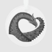 Schwarzer Herzdrache in Weiß Ornament (Rückseite)