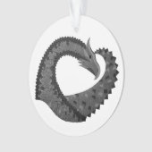Schwarzer Herzdrache in Weiß Ornament (Vorderseite)