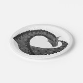 Schwarzer Herzdrache in Weiß Pappteller (Schrägansicht)