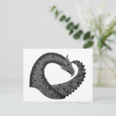 Schwarzer Herzdrache in Weiß Postkarte (Stehend Vorderseite)