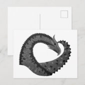 Schwarzer Herzdrache in Weiß Postkarte (Vorne/Hinten)