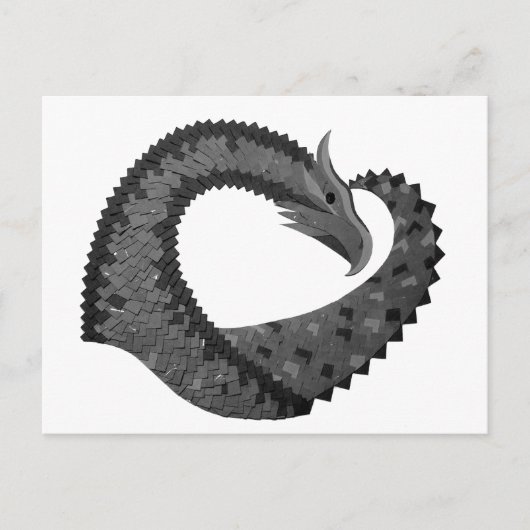 Schwarzer Herzdrache in Weiß Postkarte (Vorderseite)