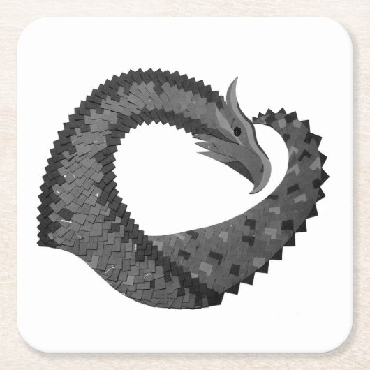 Schwarzer Herzdrache in Weiß Rechteckiger Pappuntersetzer (Vorderseite)