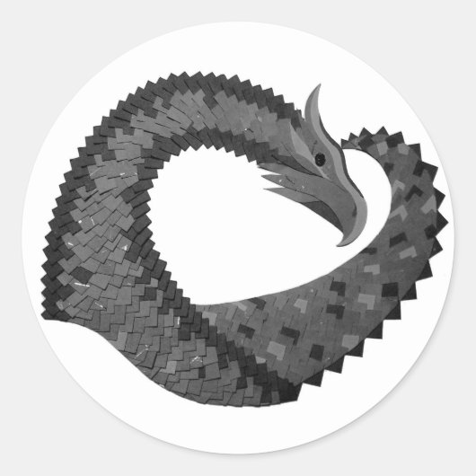 Schwarzer Herzdrache in Weiß Runder Aufkleber (Vorderseite)
