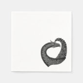 Schwarzer Herzdrache in Weiß Serviette (Vorderseite)