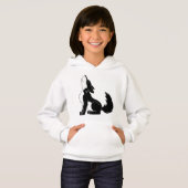 Schwarzer heulender Wolf-Welpe Hoodie (Vorne ganz)