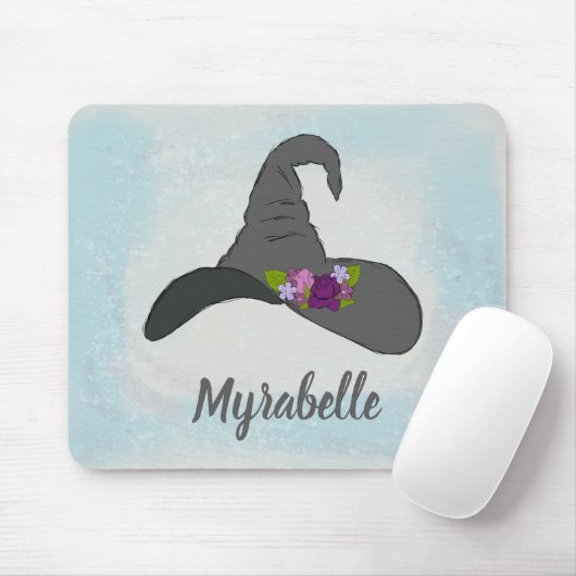 Schwarzer Hexenhut mit Personalisierten Blume Mousepad (Mit Mouse)